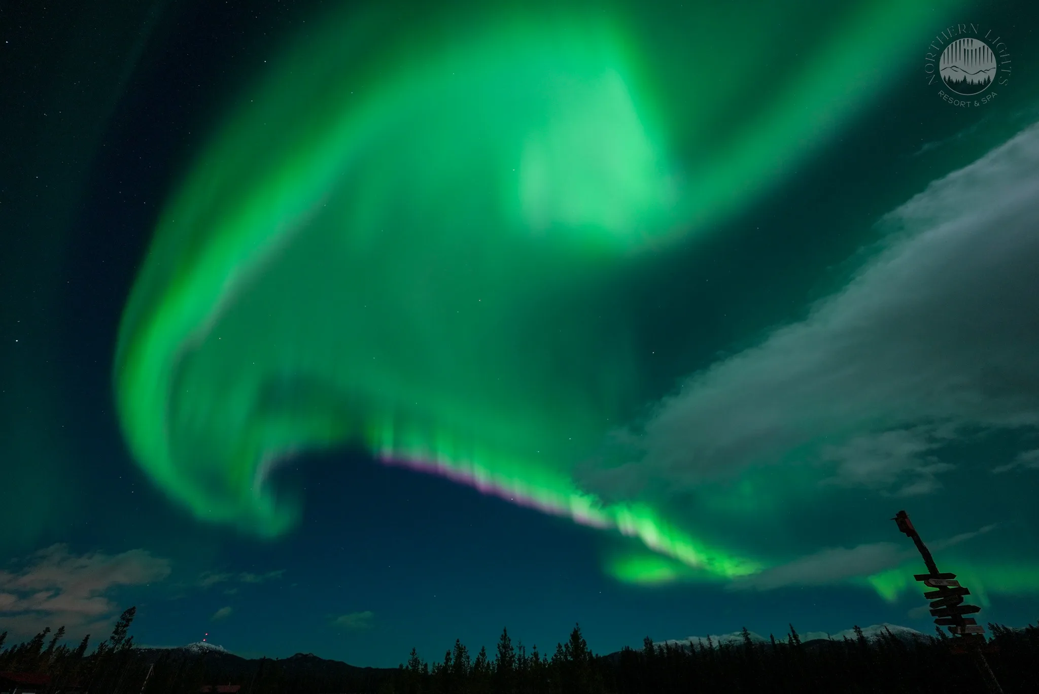 The resort meadow, Aurora viewing spot near Whitehorse